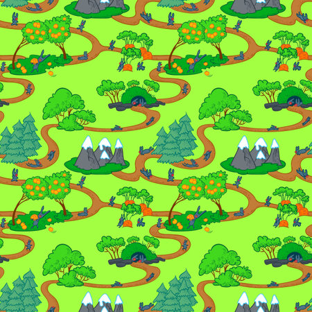 Cute seamless with rabbits mapのイラスト素材