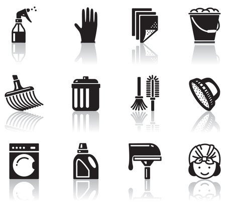 Set of minimalistic cleaning icons のイラスト素材