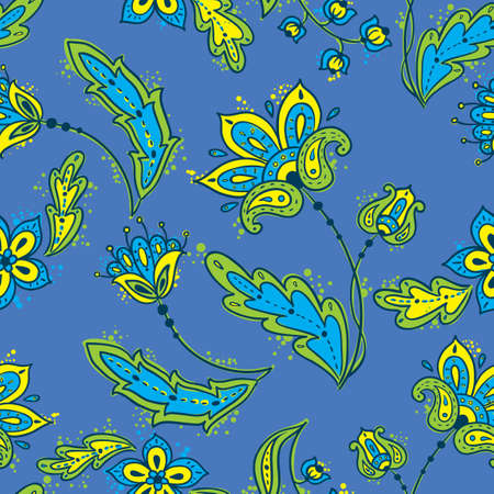 Floral abstract seamless in blue colorのイラスト素材