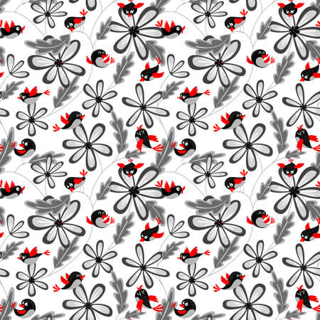 seamless pattern with cute birdsのイラスト素材