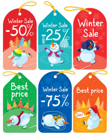 Cute Christmas tags setのイラスト素材