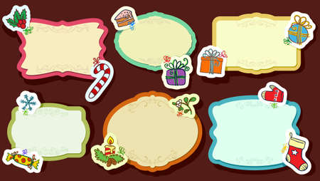 Vintage Frames and Christmas labelsのイラスト素材