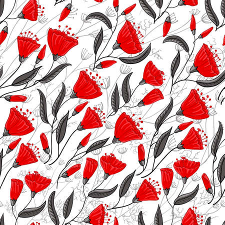 Floral abstract doodle seamlessのイラスト素材