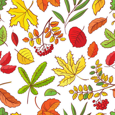 Autumn season seamless with leavesのイラスト素材