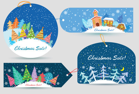 Cute Christmas labels setのイラスト素材