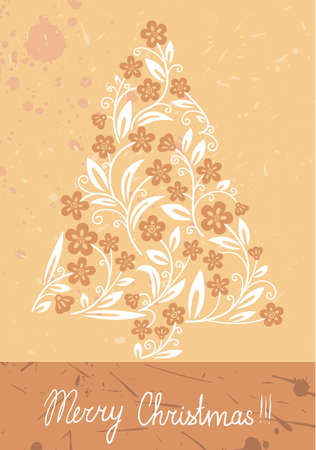 Greeting card with floral Christmas treeのイラスト素材