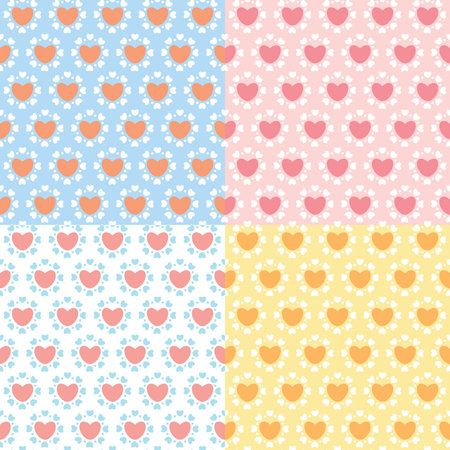 Set with geometric hearts seamlessのイラスト素材
