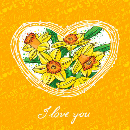 Valentine's Day card with floral heartのイラスト素材