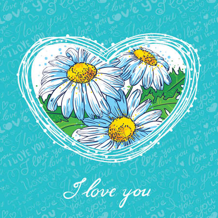 Valentine's Day card with floral heartのイラスト素材
