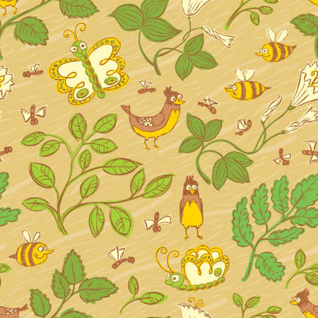 Floral sketchy seamlessのイラスト素材