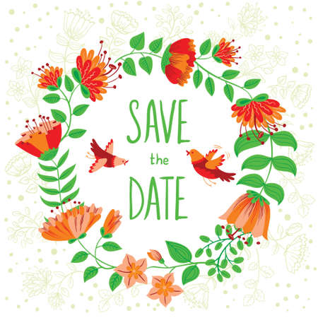 Floral wedding invitation cardのイラスト素材