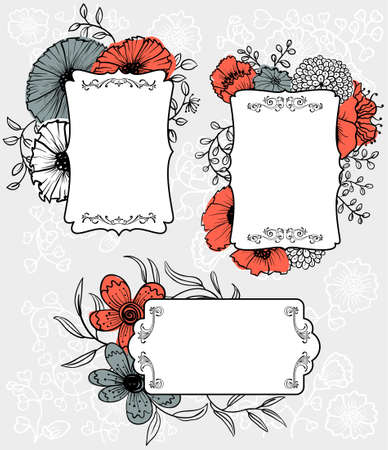 Spring flowers labels (tags) set のイラスト素材