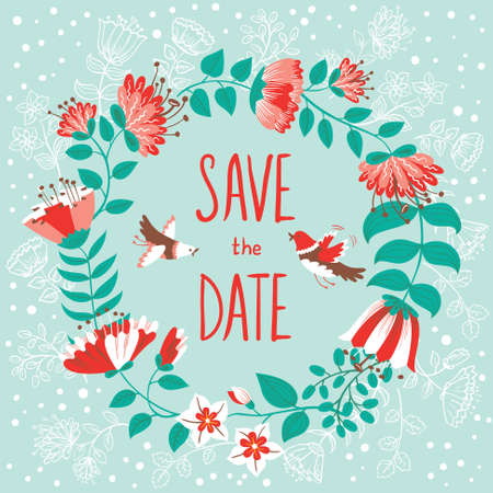 Floral wedding invitation cardのイラスト素材