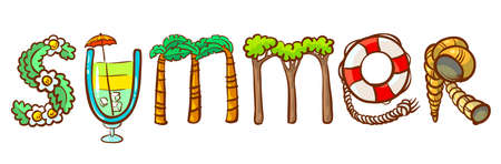 Colorful summer doodle letteringのイラスト素材