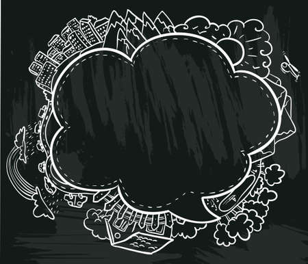 chalkboard poster abstract summer frameのイラスト素材