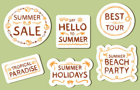 Summer tags with hand drawn letteringのイラスト素材
