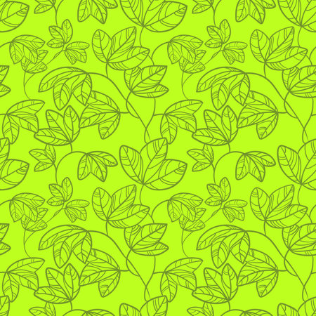 Ivy plant doodle green seamless patternのイラスト素材