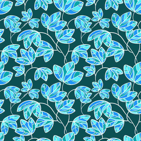 Ivy plant doodle autumn seamless patternのイラスト素材
