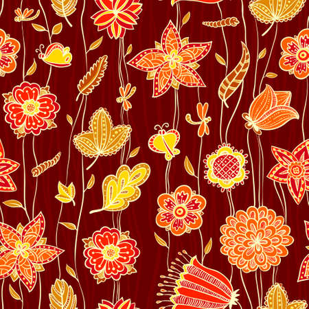 Cute floral seamless pattern in brown colorsのイラスト素材