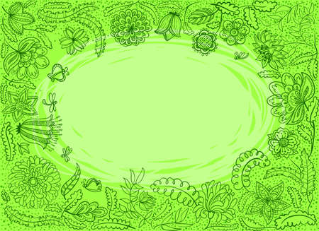 Abstract floral doodle frameのイラスト素材