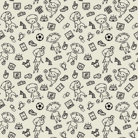 Soccer doodle seamless patternのイラスト素材
