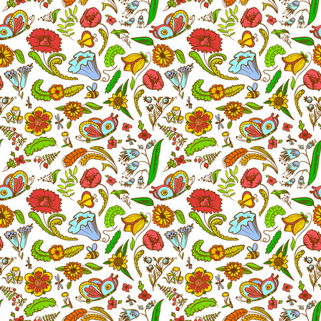 Cute floral summer and spring seamless pattern のイラスト素材