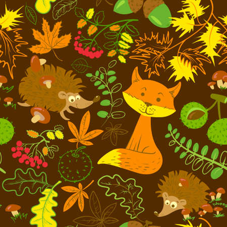 Fall season floral seamless patternのイラスト素材