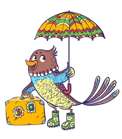 migrant doodle autumn birdのイラスト素材