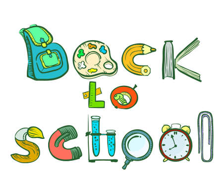 Back to school doodle letteringのイラスト素材