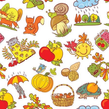 Fall season seamless patternのイラスト素材
