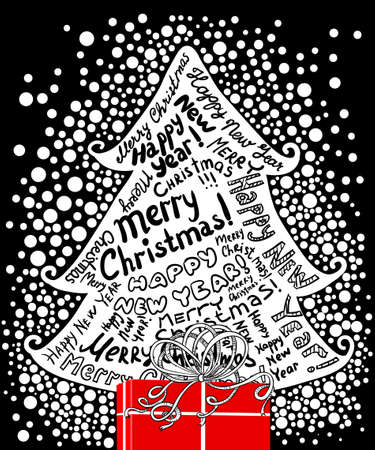 Christmas card with gift and treeのイラスト素材