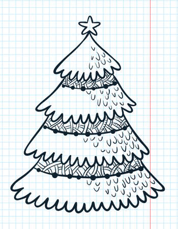 Doodle Cristmas tree vectior illustrationのイラスト素材