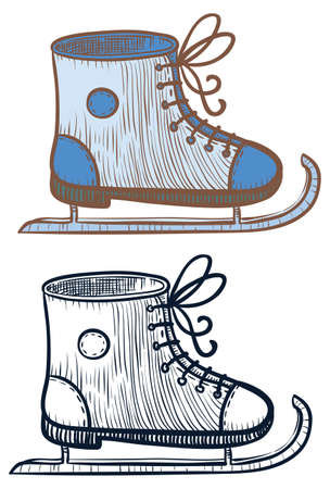 Doodle and color ice-skating shoeのイラスト素材