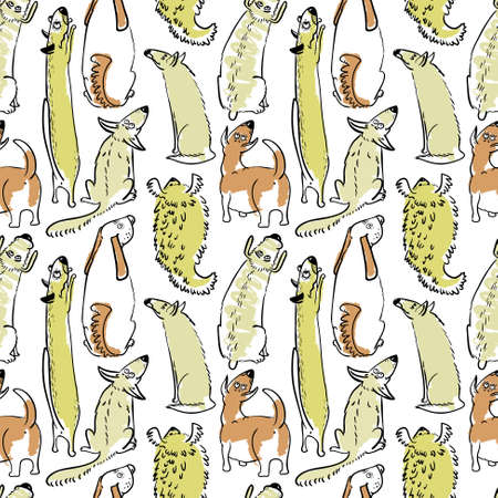 Doodle seamless pattern with dogsのイラスト素材
