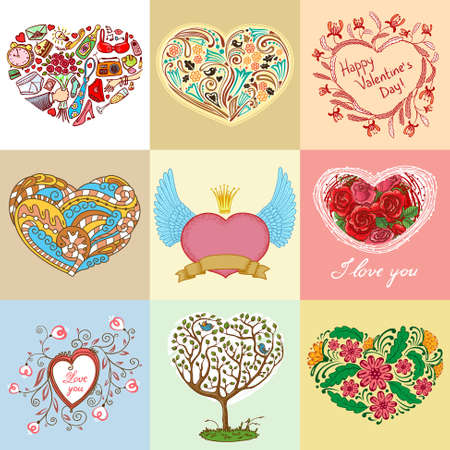 Valentine's Day cute heart shapes setのイラスト素材