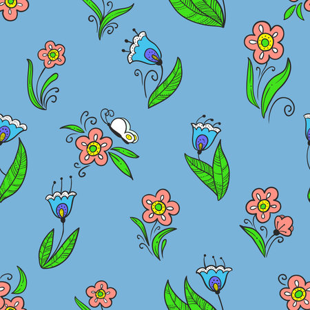 Abstract floral minimalistic seamless patternのイラスト素材