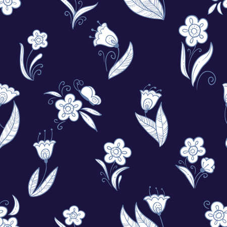 Abstract floral minimalistic seamless patternのイラスト素材