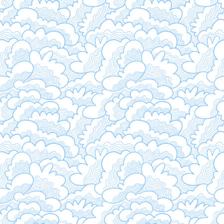 Hand-drawn abstract doodle waves seamless patternのイラスト素材