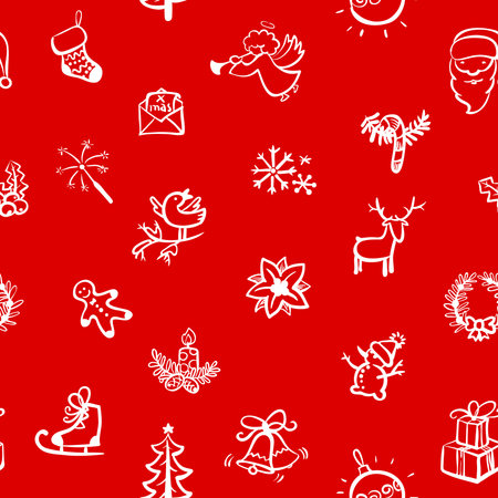 Cute doodle Christmas seamless pattern