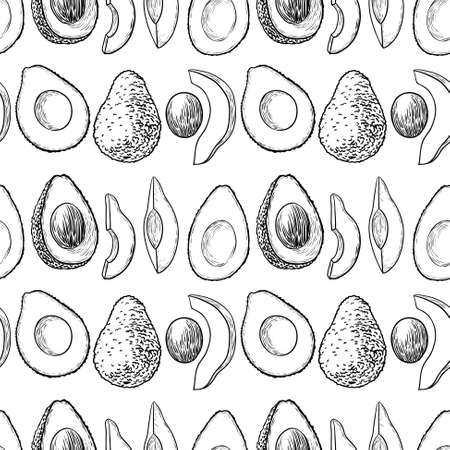 Doodle avocado seamless patternのイラスト素材