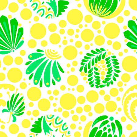 Abstract floral seamless pattern with dotsのイラスト素材