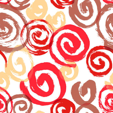 Spiral seamless pattern. Hand drawn artistic ink circles. Colorful blobs on white background. Design element for textile and wrapping paperのイラスト素材