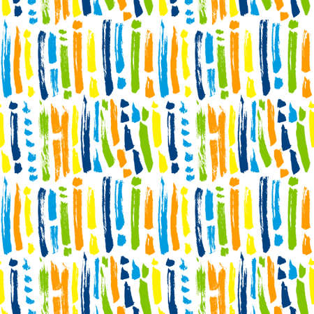 Ink abstract seamless pattern. Background with artistic strips and dots in colorful sketchy style. Design element for backdrops and textileのイラスト素材