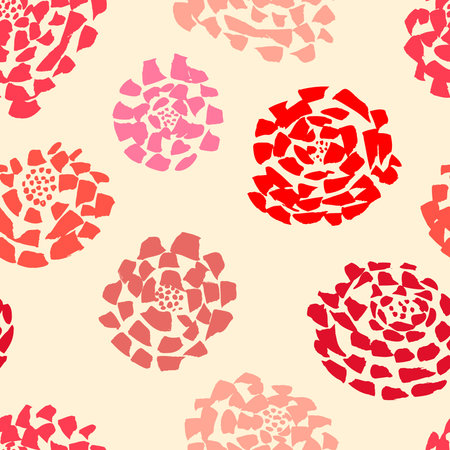 Ink seamless pattern with  flowers in sketchy style. Artistic background with abstract plants. Design element for textile or wrapping paperのイラスト素材