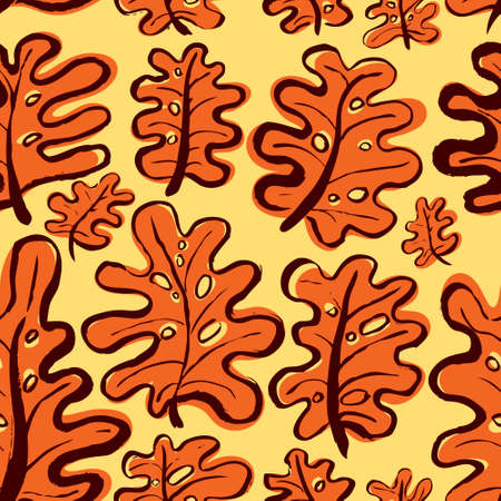 Ink seamless pattern with palm leaves in bright colors. Artistic background with abstract plants. Design element for textile or wrapping paperのイラスト素材