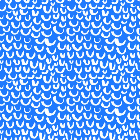 Vector seamless pattern with waves. Stripped artistic background on marine theme in doodle...