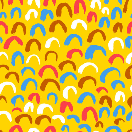 Hand drawn artistic seamless pattern with abstract simply elements. Doodle colorful ink background for textile and wrapping paperのイラスト素材