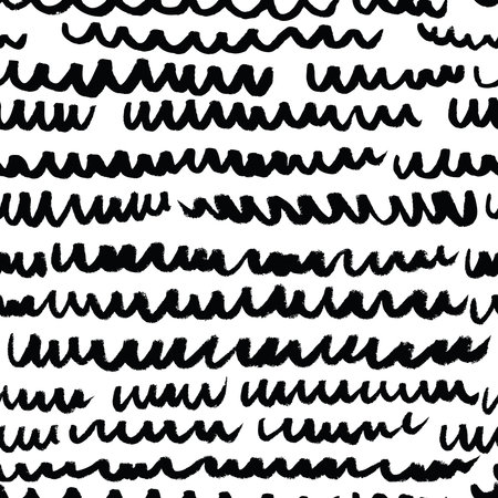 Vector seamless pattern with waves. Stripped artistic background on marine theme in doodle minimalistic style. Design for backdrops with sea, rivers or water textureのイラスト素材