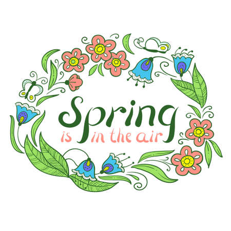 Spring is in the air lettering inspirational quote.のイラスト素材
