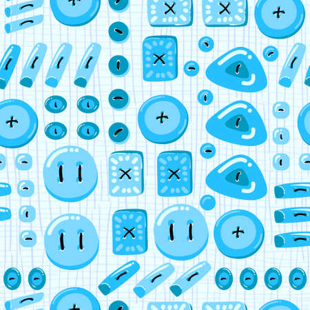 Buttons seamless pattern. Background with buttons sewn to the fabric. Vector illustration on a theme of sewing and craftsのイラスト素材
